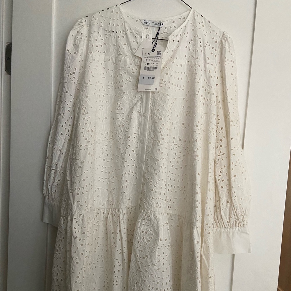 Zara white eyelet dress NWT